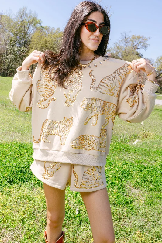 Beige & Gold All Over Tiger Short