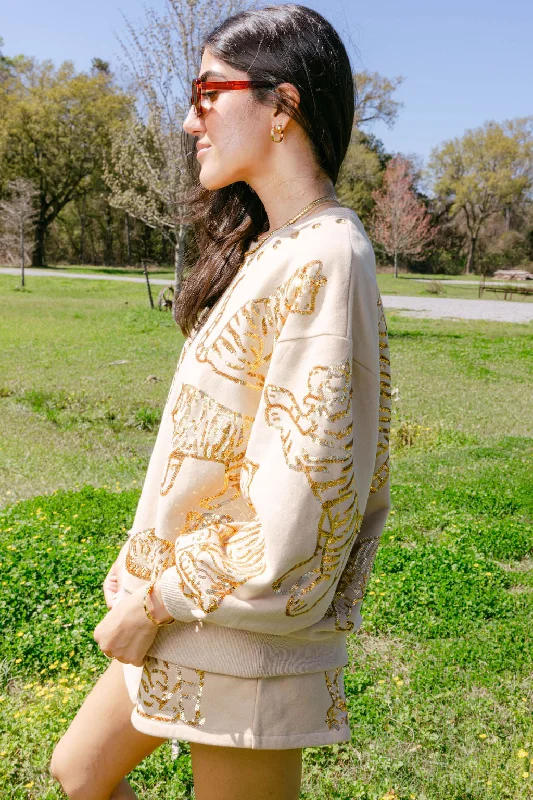 Beige & Gold All Over Tiger Short