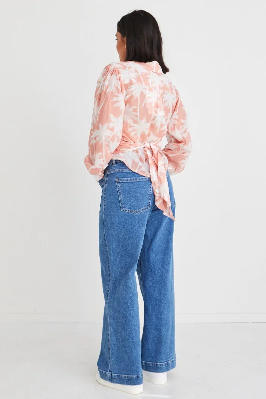 Evolve Blush Palms Wrap Shirt