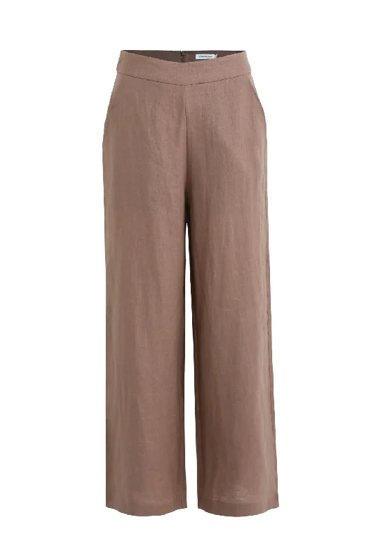 Freedom Mushroom Linen Back Zip Wide Leg Pant