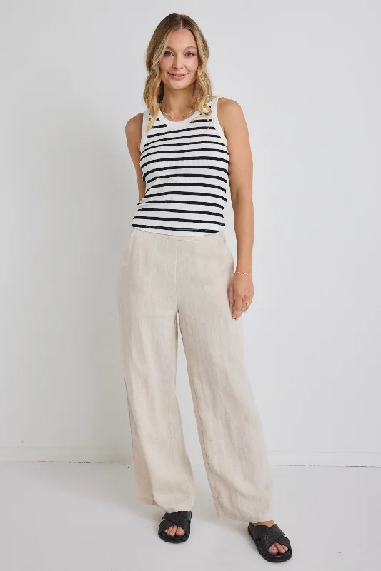 Freedom Natural Linen Zip Back Wide Leg Pant