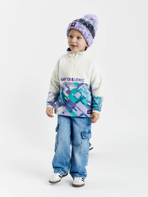 Kids Olwen Retro Pattern 1/4 Zip Fleece