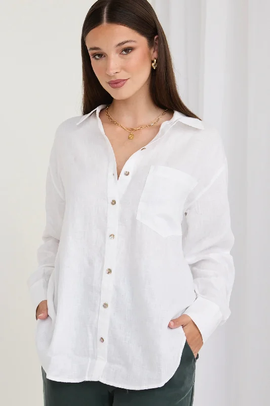 Optimum White Linen Oversized Shirt