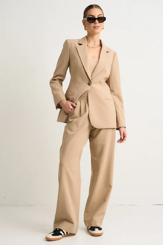 Sister Camel Textured Wide Leg Pants