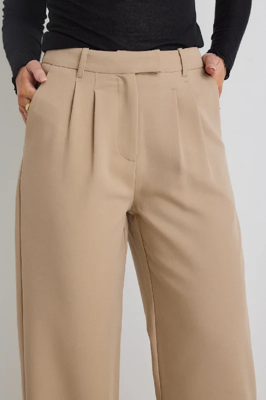 Sister Camel Textured Wide Leg Pants