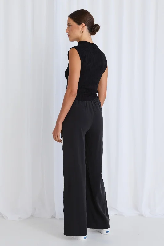 Townie Black Stripe Side Tape Wide Leg Pants