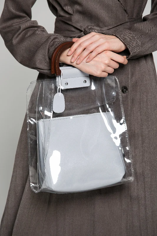 White Faux Leather Transparent Clear Shopper's Bag