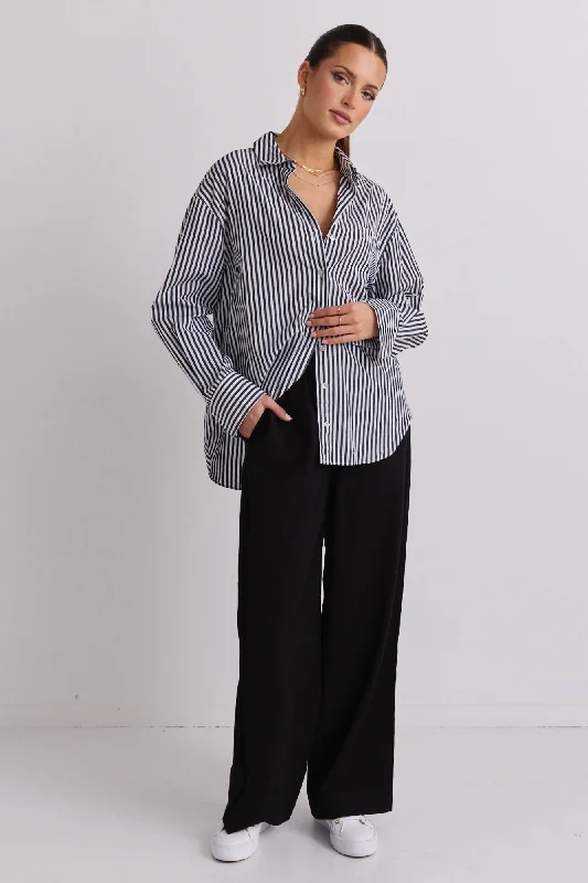 You Got This Black Stripe Poplin Oversized Shirt