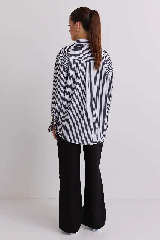 You Got This Black Stripe Poplin Oversized Shirt