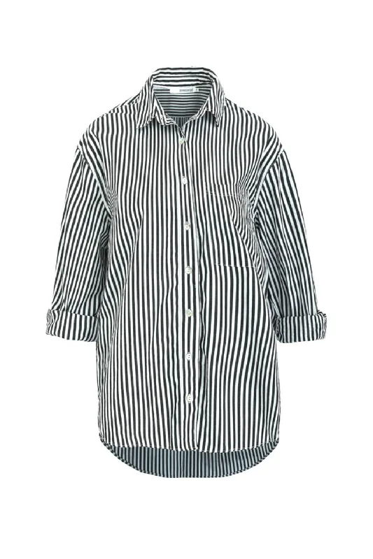 You Got This Black Stripe Poplin Oversized Shirt