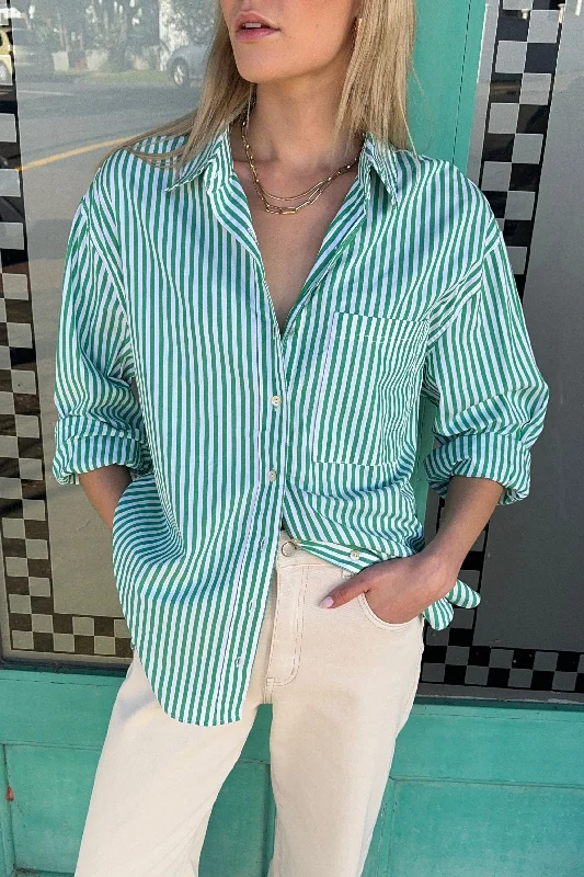 You Got This Green Stripe Poplin Oversized Shirt