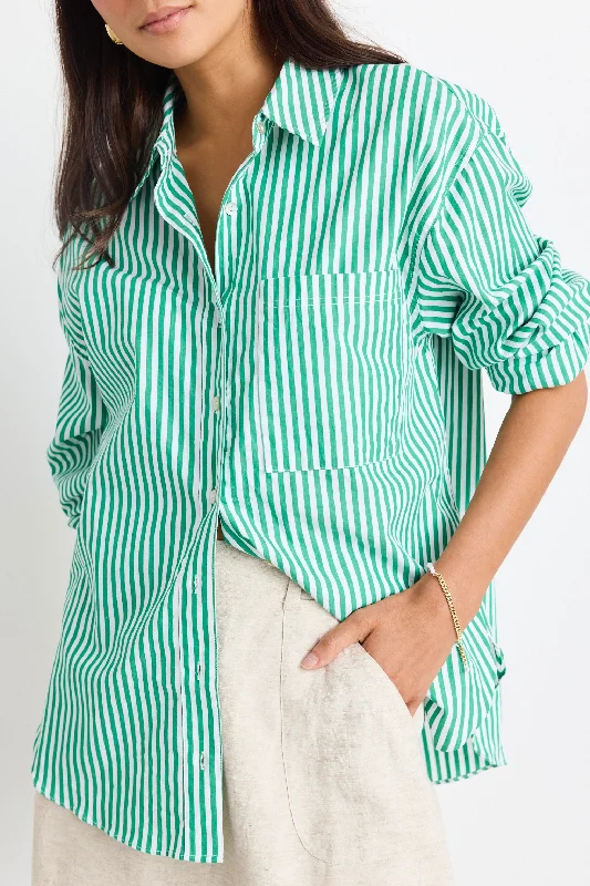 You Got This Green Stripe Poplin Oversized Shirt