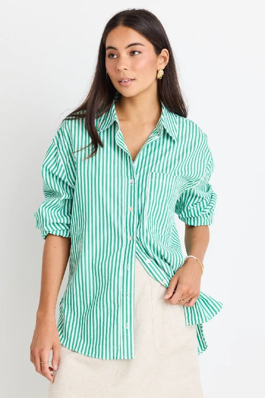 You Got This Green Stripe Poplin Oversized Shirt