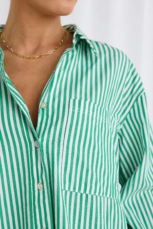 You Got This Green Stripe Poplin Oversized Shirt