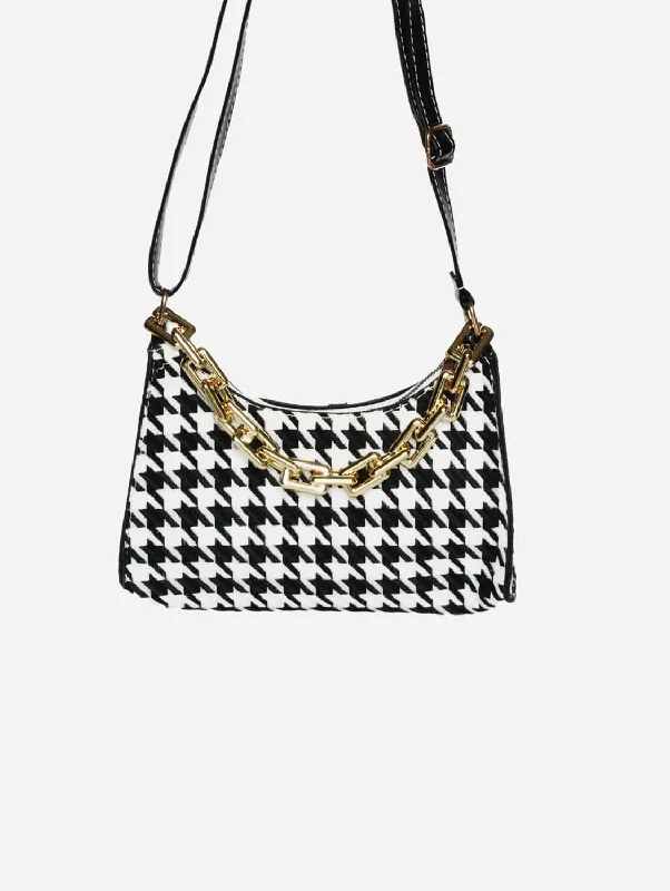 Cassia Houndstooth Mini Shoulder Bag | Black