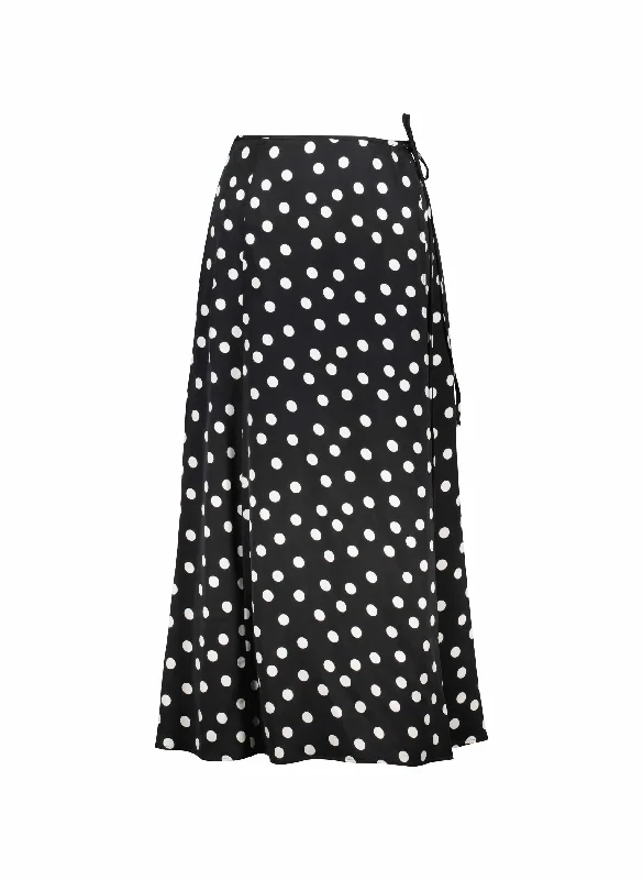 Celeste Recycled Cupro Skirt | Black Polka Dot