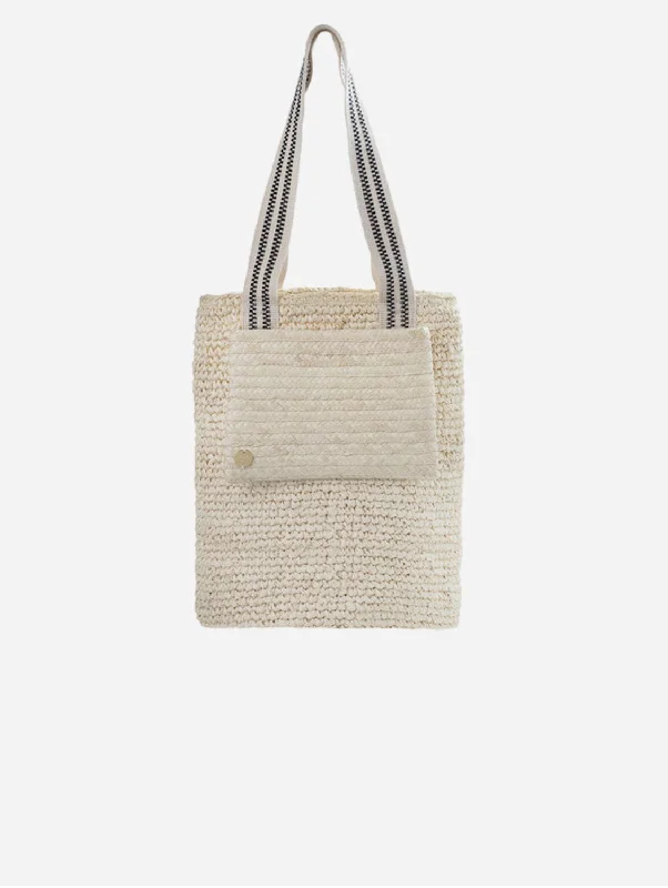 Cemagi Handwoven Raffia Tote Bag | Black & Cream