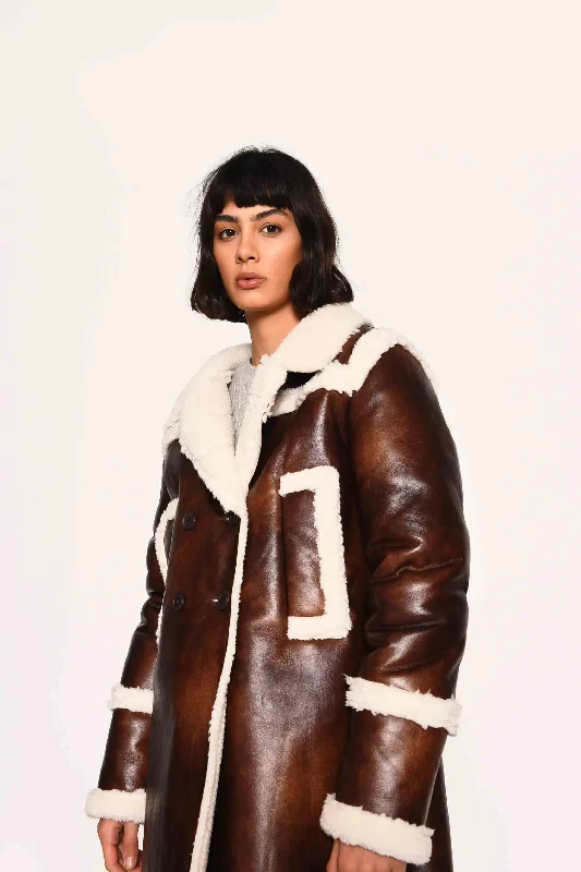 Glamorous Brown Faux Leather Shearling Jacket