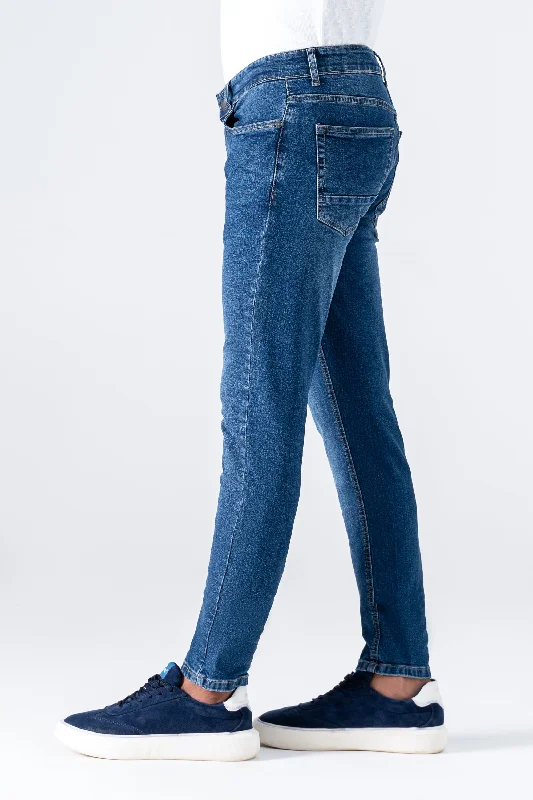 SLIM LEG DENIM JEANS MID BLUE