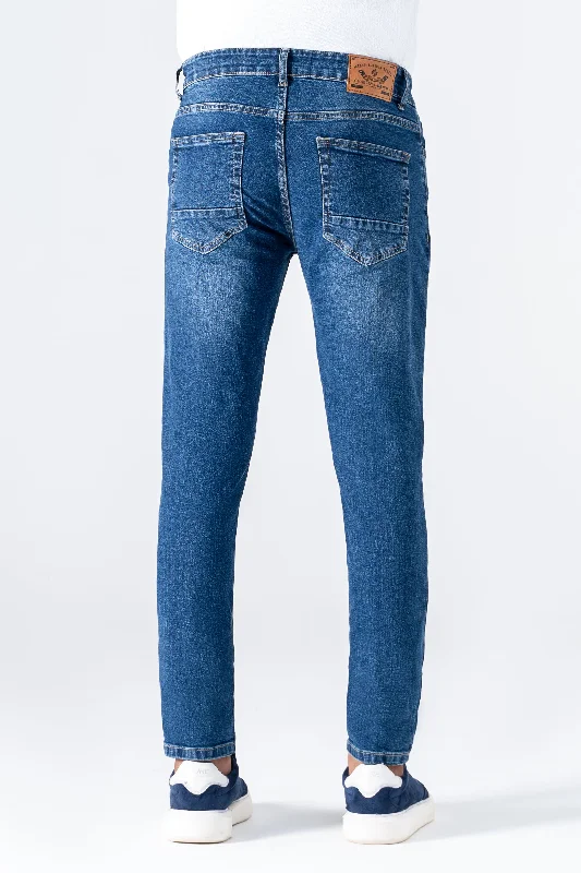 SLIM LEG DENIM JEANS MID BLUE