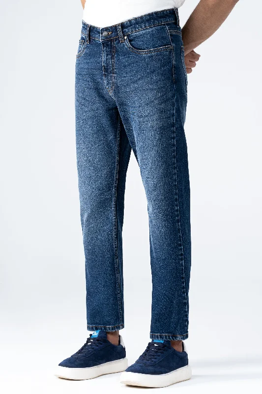 STRAIGHT LEG DENIM JEANS DARK BLUE