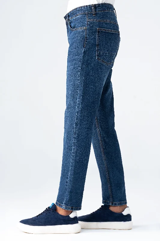 STRAIGHT LEG DENIM JEANS MID BLUE