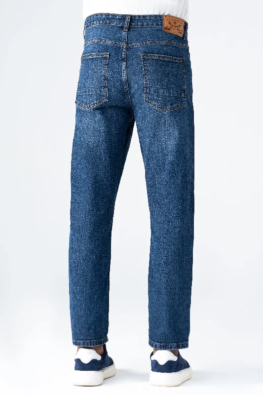 STRAIGHT LEG DENIM JEANS MID BLUE