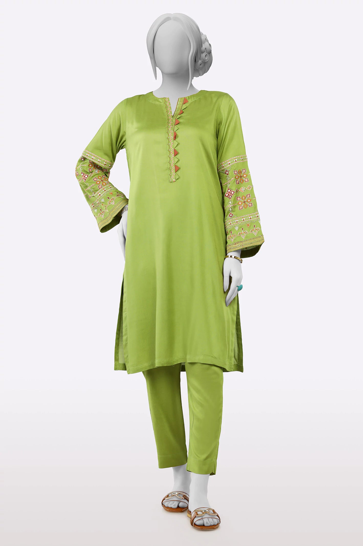 Green Embroidered 2PC