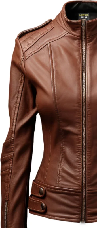 Women Real Leather Brown Style Leather Jacket