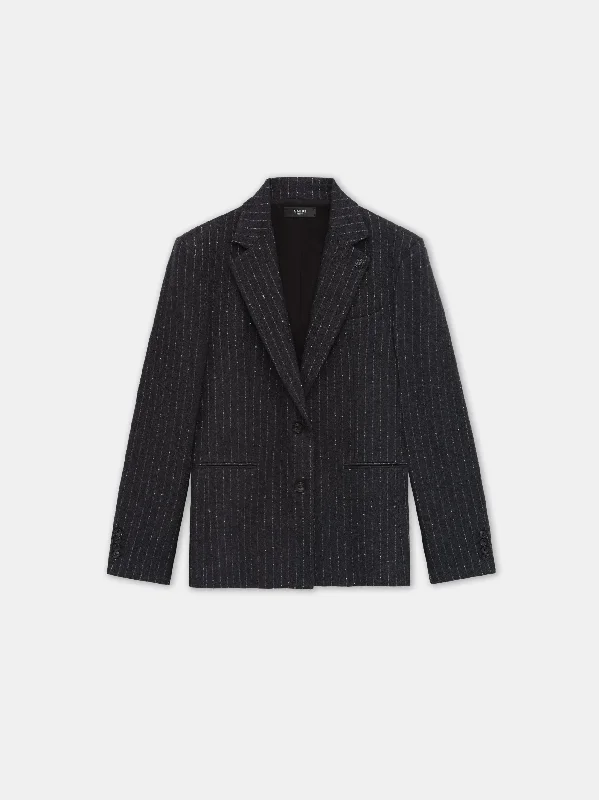 WOMEN - WOMEN'S SEQUIN PINSTRIPE BLAZER - Dark Grey