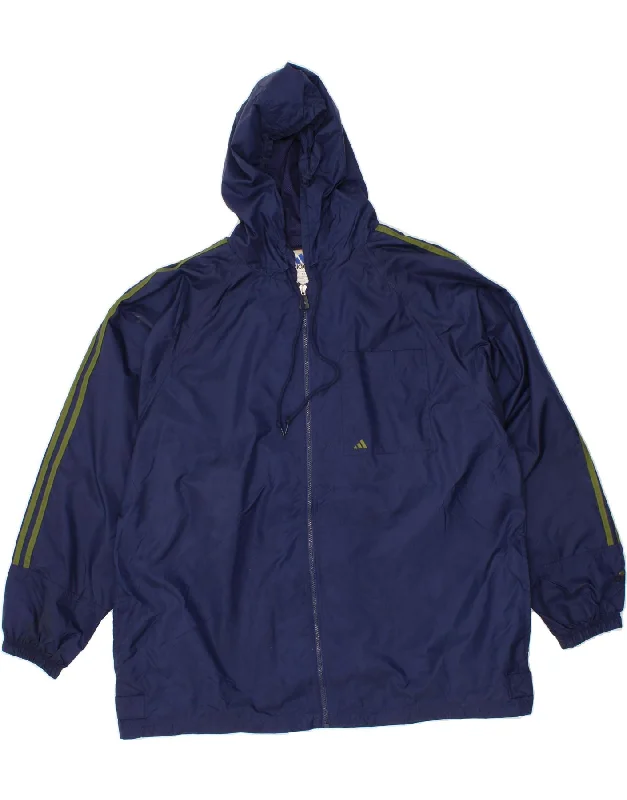 Men's Coats with Patchwork DesignsADIDAS Mens Graphic Hooded Rain Jacket UK 42 XL Navy Blue Nylon Men's Coats with Patchwork DesignsADIDAS Mens Graphic Hooded Rain Jacket UK 42 XL Navy Blue Nylon
