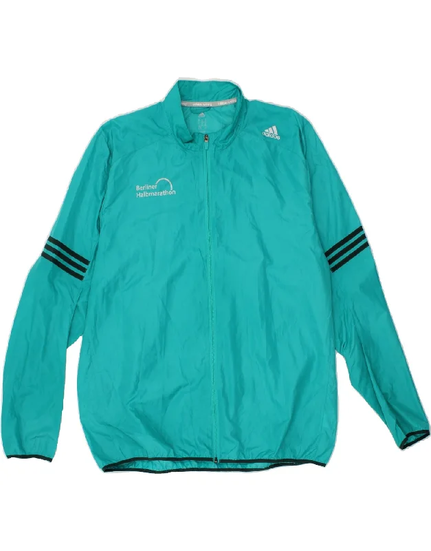 Trendy Men's Anorak JacketsADIDAS Mens Graphic Rain Jacket UK 42 XL Blue Polyester