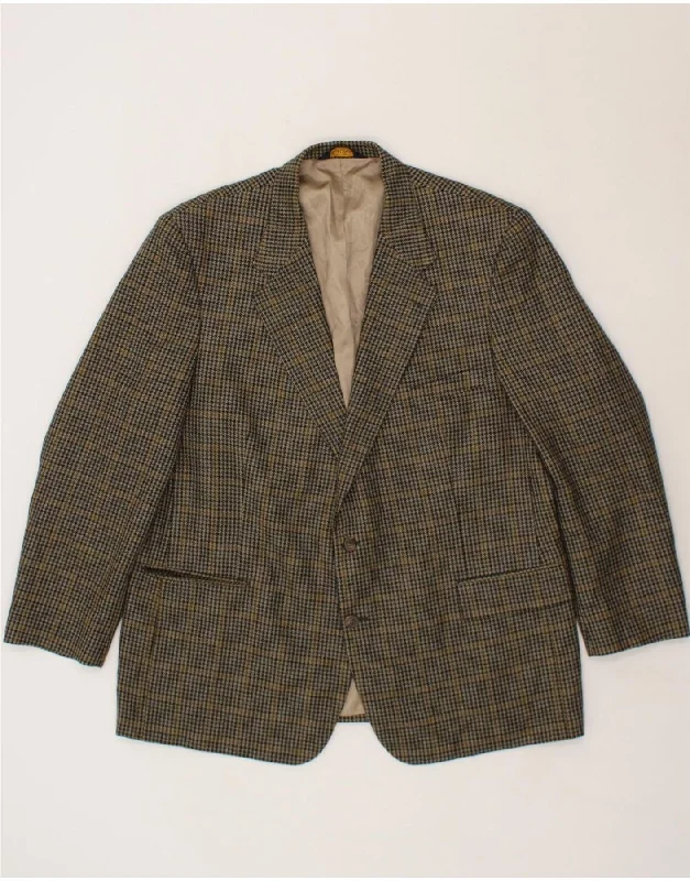 Men's Coats with Flannel LiningBROOKS BROTHERS Mens 2 Button Blazer Jacket EU 48 4XL Green Houndstooth