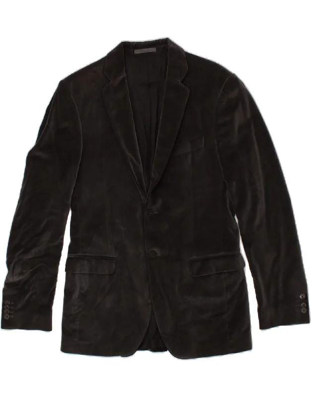 Men's Coats with Quick-Dry FabricCALVIN KLEIN Mens Velvet 2 Button Blazer Jacket IT 48 Medium Grey Cotton