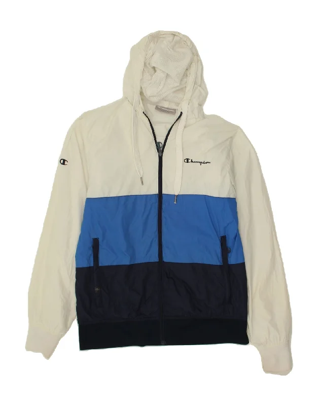 Men's Coats for Every BudgetCHAMPION Mens Hooded Rain Jacket UK 36 Small White Colourblock Nylon Men's Coats for Every BudgetCHAMPION Mens Hooded Rain Jacket UK 36 Small White Colourblock Nylon