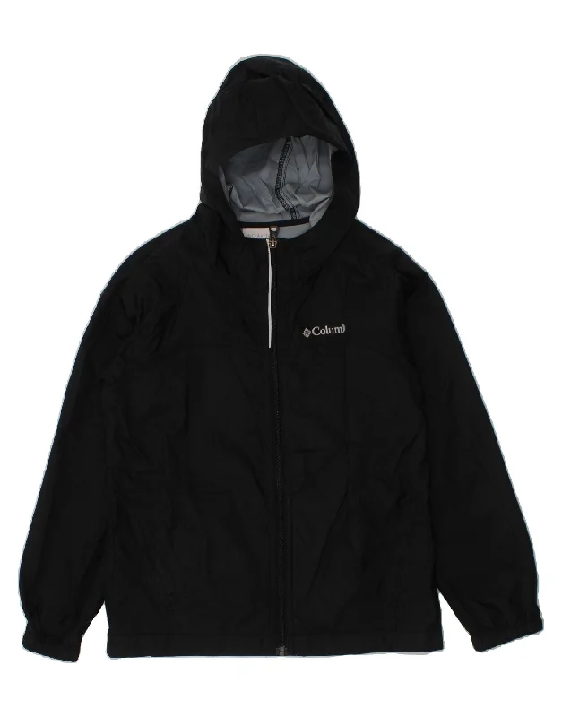 Men's Coats for AutumnCOLUMBIA Boys Hooded Rain Jacket 7-8 Years Small Black Nylon