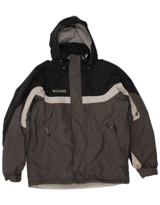 Men's Coats with Water-Repellent FabricCOLUMBIA Mens Hooded Rain Jacket UK 38 Medium Grey Colourblock Nylon Men's Coats with Water-Repellent FabricCOLUMBIA Mens Hooded Rain Jacket UK 38 Medium Grey Colourblock Nylon