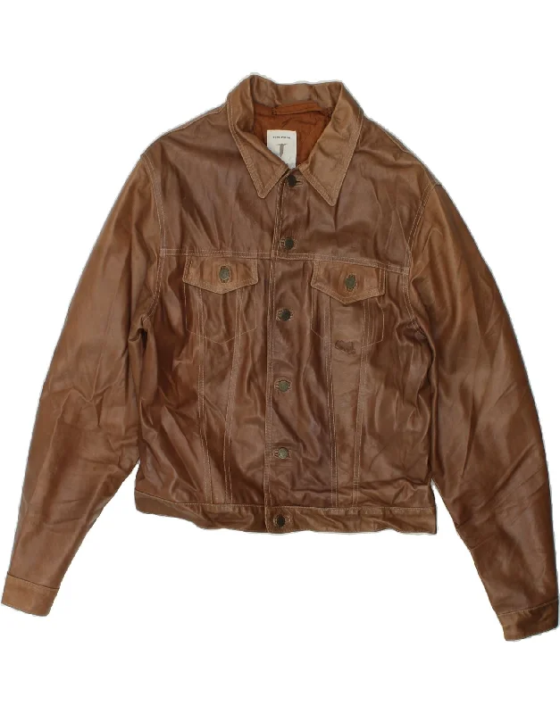 Functional Men's Ski JacketsCONBIPEL Mens Leather Jacket UK 38 Medium Brown