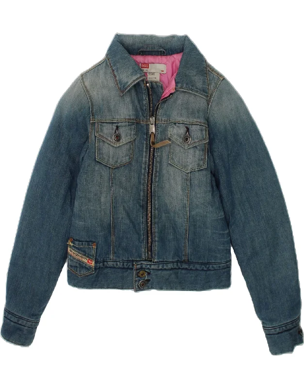 Men's Coats with ZippersDIESEL Girls Denim Jacket 5-6 Years Small Blue Cotton
