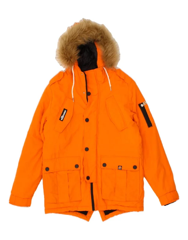 Men's Coats with VentilationELLESSE Mens Hooded Parka Jacket UK 34 XS Orange Polyester Men's Coats with VentilationELLESSE Mens Hooded Parka Jacket UK 34 XS Orange Polyester