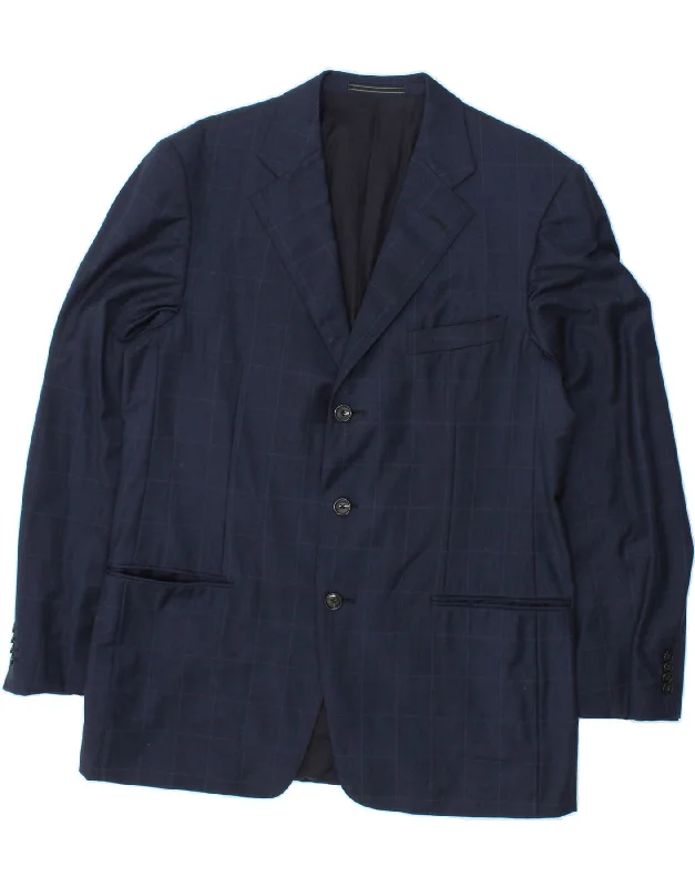 Men's Coats with Military InfluenceERMENEGILDO ZEGNA Mens 3 Button Blazer Jacket UK 38 Medium Navy Blue Check Men's Coats with Military InfluenceERMENEGILDO ZEGNA Mens 3 Button Blazer Jacket UK 38 Medium Navy Blue Check