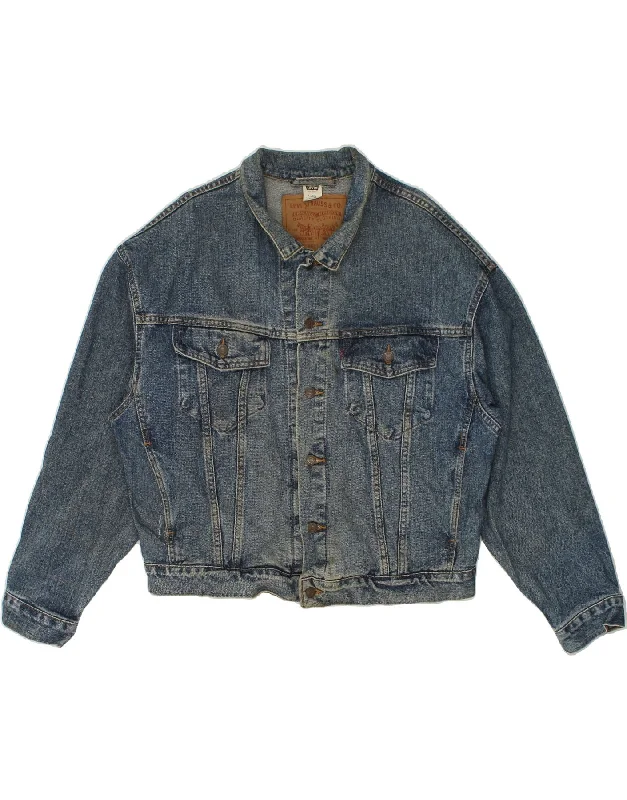 Winter-Ready Men's CoatsLEVI'S Mens Denim Jacket UK 40 Large Blue Cotton