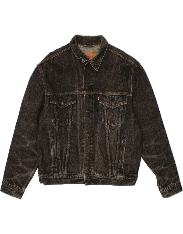 Men's Coats for SkiingLEVI'S Mens Denim Jacket UK 42 XL Black Cotton