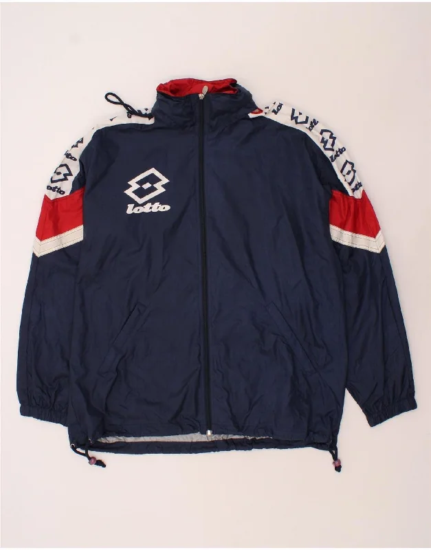 Men's Coats with Hidden PocketsLOTTO Mens Graphic Rain Jacket UK 42 XL Navy Blue Colourblock Nylon Men's Coats with Hidden PocketsLOTTO Mens Graphic Rain Jacket UK 42 XL Navy Blue Colourblock Nylon