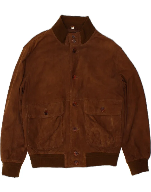Men's Coats with Slim FitsMASTERPELLE Mens Suede Bomber Jacket IT 48 Medium Brown Leather Men's Coats with Slim FitsMASTERPELLE Mens Suede Bomber Jacket IT 48 Medium Brown Leather