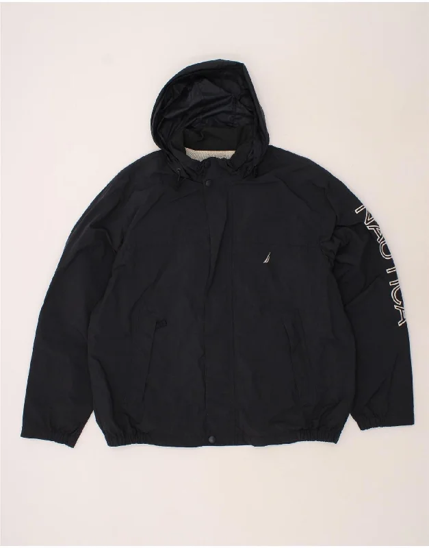 Essential Men's Puffer JacketsNAUTICA Mens Hooded Rain Jacket UK 42 XL Black Nylon