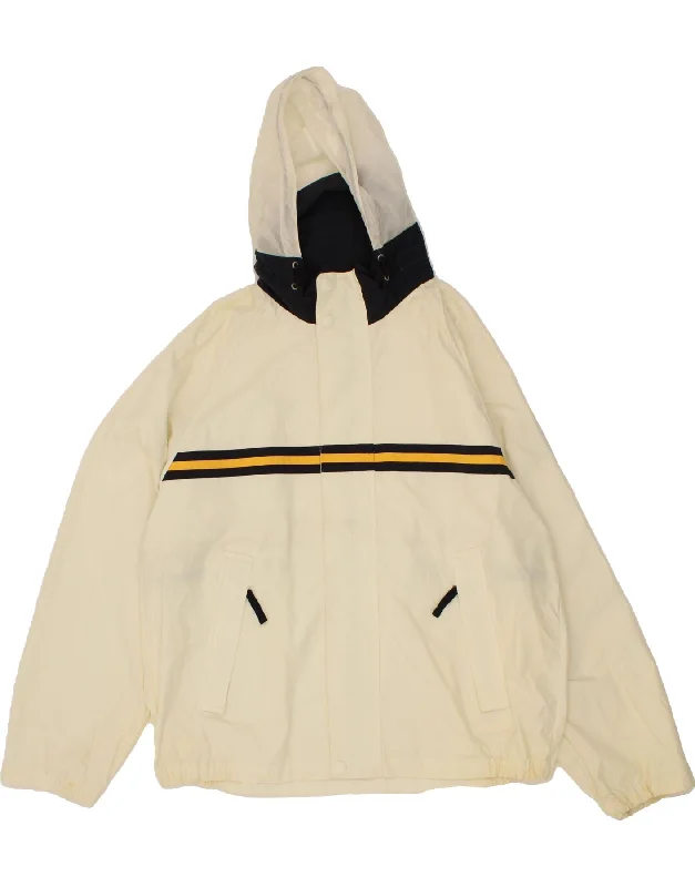 Men's Coats for HikingNAUTICA Mens Hooded Rain Jacket UK 42 XL Off White Nylon