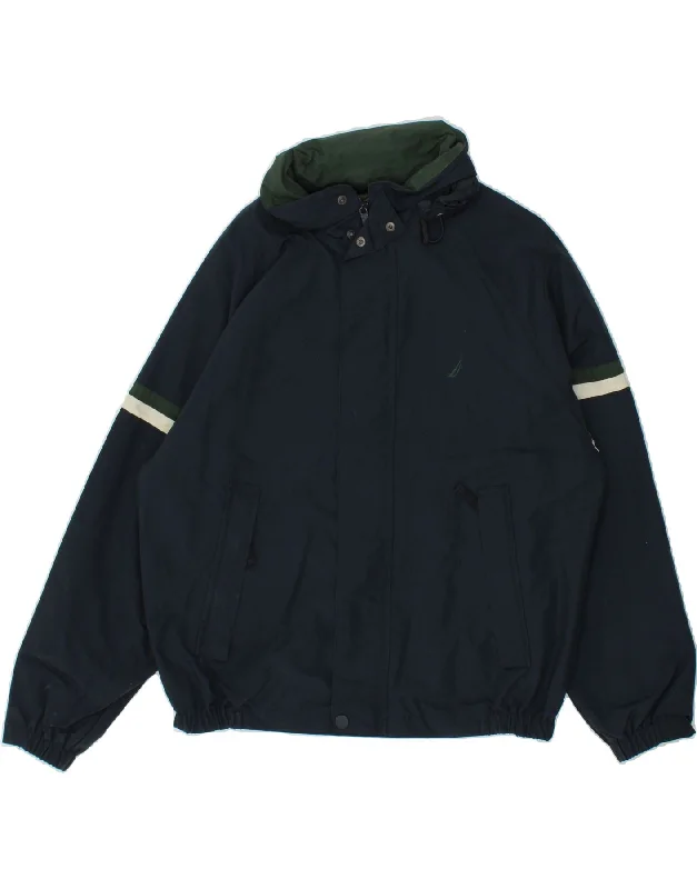 Waterproof Men's ParkasNAUTICA Mens Loose Fit Hooded Bomber Jacket UK 38 Medium Navy Blue Cotton Waterproof Men's ParkasNAUTICA Mens Loose Fit Hooded Bomber Jacket UK 38 Medium Navy Blue Cotton