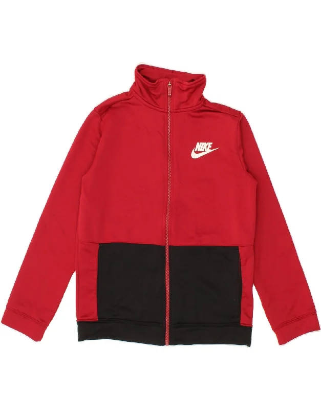 Winter-Ready Men's CoatsNIKE Boys Tracksuit Top Jacket 12-13 Years Large Red Colourblock Polyester Winter-Ready Men's CoatsNIKE Boys Tracksuit Top Jacket 12-13 Years Large Red Colourblock Polyester