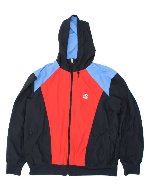 Men's Coats with PocketsNIKE Mens Tall Hooded Rain Jacket UK 42 XL Navy Blue Colourblock Polyester Men's Coats with PocketsNIKE Mens Tall Hooded Rain Jacket UK 42 XL Navy Blue Colourblock Polyester